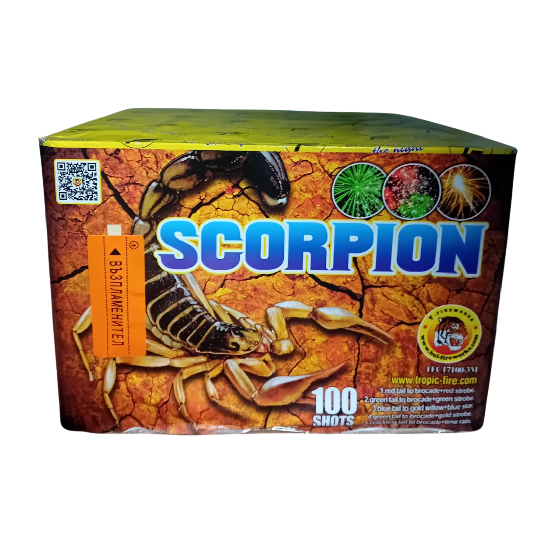 Baterie de artificii Scorpion, 100 focuri, calibru 20