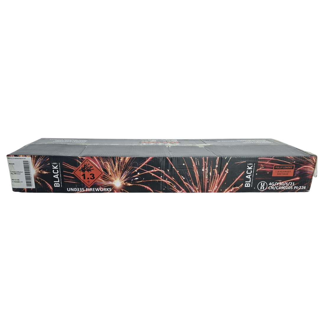 Baterie de artificii Black Label, 600 focuri, 18 calibru