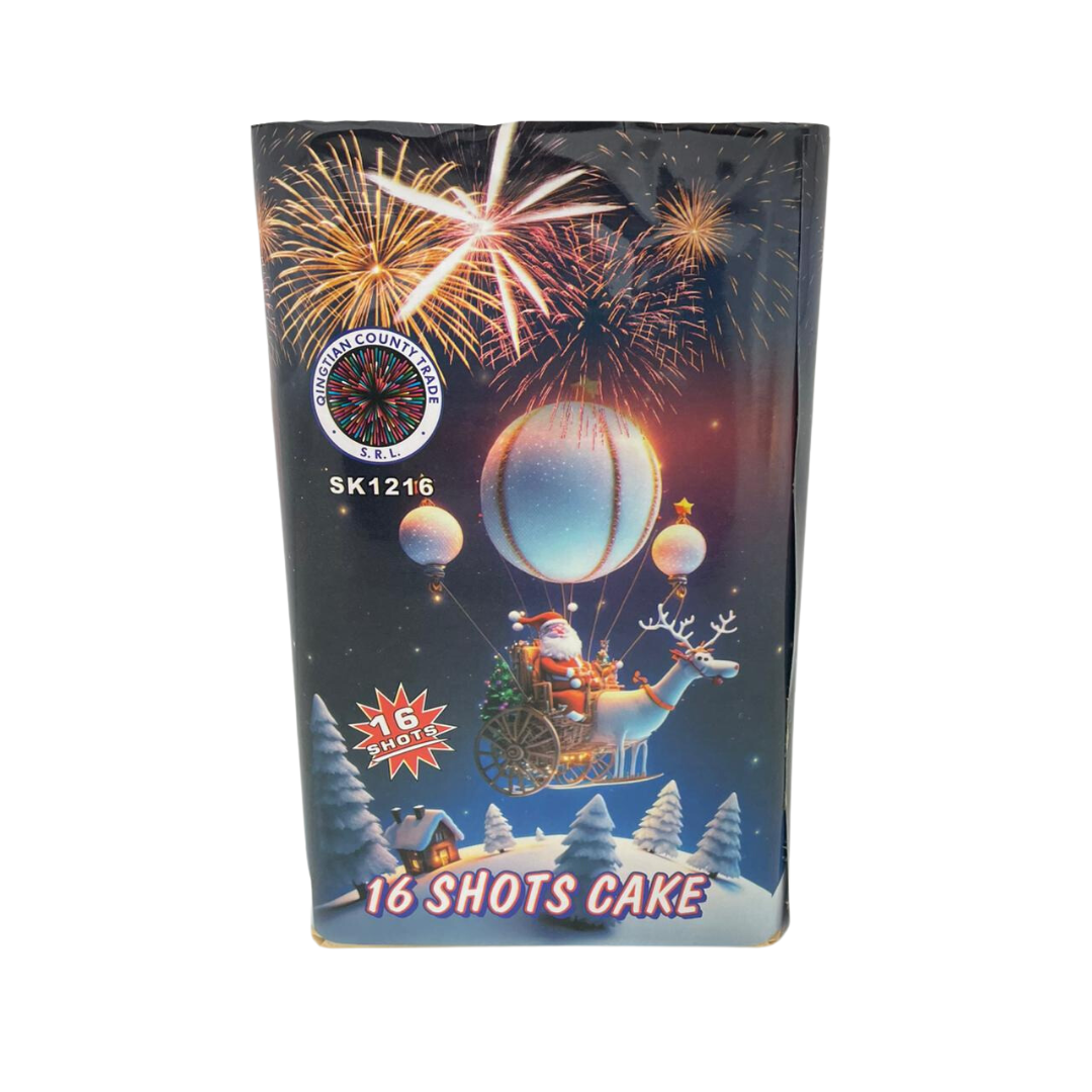 Baterie de artificii 16 Shots Cake, 16 focuri, 30 calibru