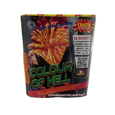 Baterie de artificii Colour Of Hell, 16 focuri, 26 calibru