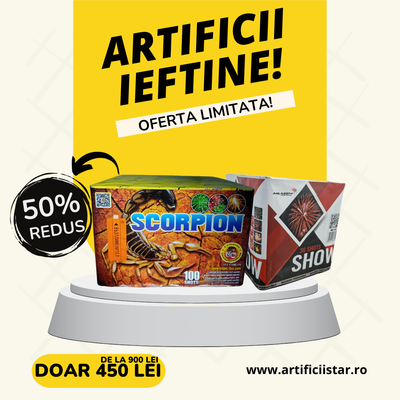 PACHET PROMO: Baterie de artificii Scorpion + Show - 50% OFF