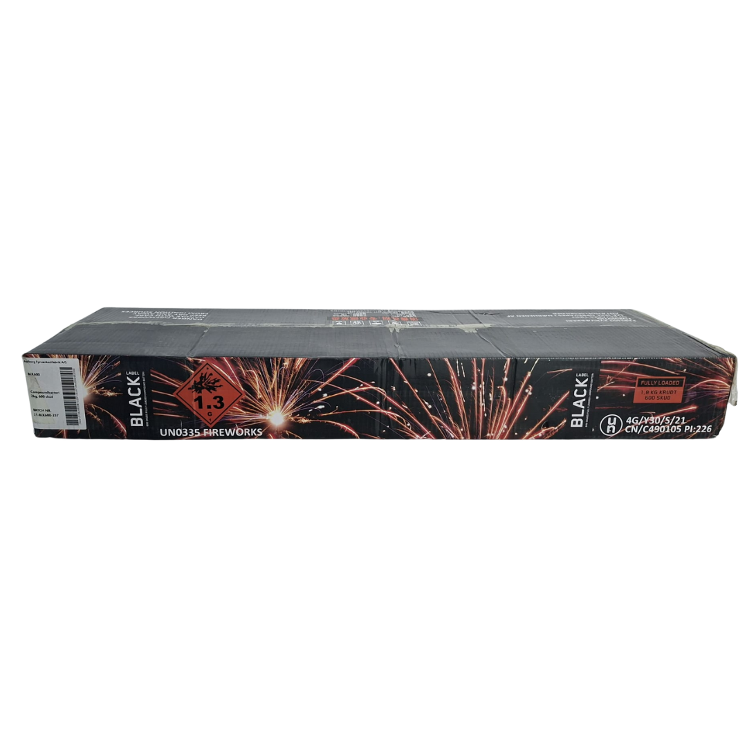 Baterie de artificii Black Label, 600 focuri, 18 calibru