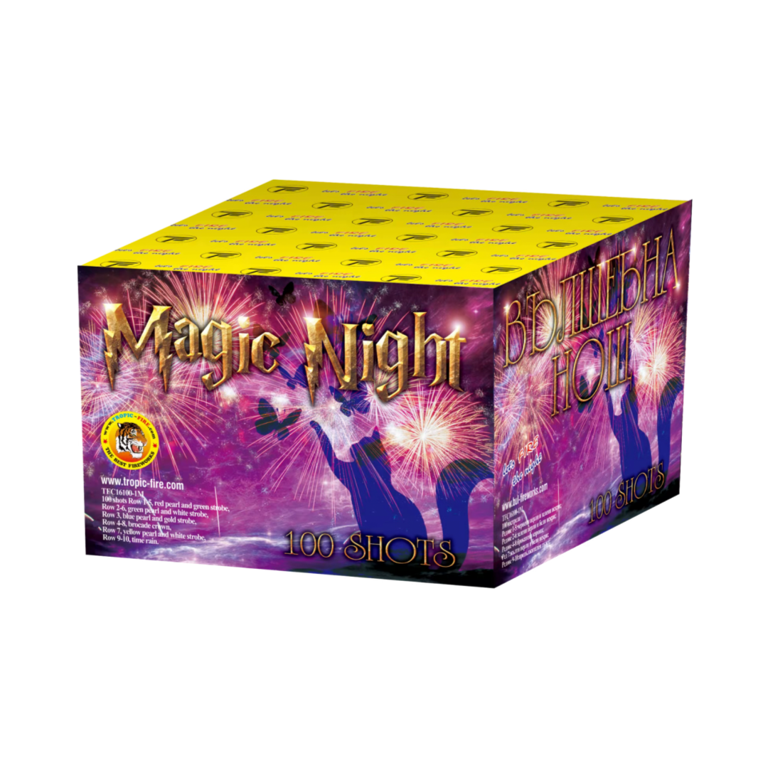 Baterie de artificii Magic Night, 100 focuri, 16 calibru